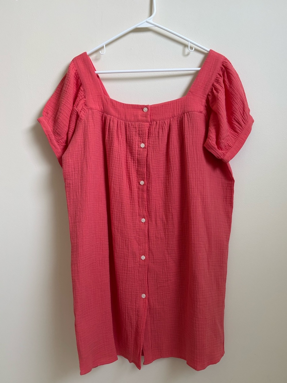 Victoria Dunn Coral Button-Down Square Neck Dress